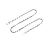 sourcing map Purse Chain Strap, 39" Leather Iron Flat Chain Strap Handbag Chains Purse Straps with Buckles for Shoulder and Cross Body Bags Replacement Strap (Silver Strap + Silver Chain)