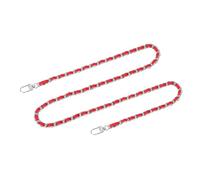 sourcing map Purse Chain Strap, 39" Leather Iron Flat Chain Strap Handbag Chains Purse Straps with Buckles for Shoulder and Cross Body Bags Replacement Strap (Red Strap + Silver Chain)