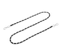 sourcing map Purse Chain Strap, 47 Inch Leather Iron Flat Chain Handbag Chains Purse Straps with Buckles for Shoulder and Cross Body Bags (Black Strap + Silver Chain)