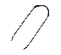 sourcing map Purse Chain Strap, 47" Leather Iron Flat Chain Strap Handbag Chains Purse Handles Shoulder Replacement Strap (Black Strap Grey Chain)