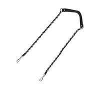 sourcing map Purse Chain Strap, 47" Leather Iron Flat Chain Strap Handbag Chains Purse Handles Shoulder Replacement Strap, Black Strap Silver Chain