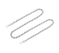 sourcing map Purse Chain Strap, 47" Leather Iron Flat Chain Strap Handbag Chains Purse Straps for Shoulder Bags and Cross Body Bags Replacement Strap (Silver Strap + Silver Chain)
