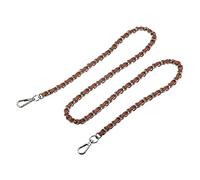 sourcing map Purse Chain Strap, 47" Leather Iron Flat Chain Strap Handbag Chains, Purse Straps, Shoulder Bags, Replacement Strap(Dark Brown + Silver)