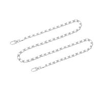 sourcing map Purse Chain Strap, 47" Leather Iron Flat Chain Strap Handbag Chains Purse Straps with Buckles for Shoulder and Cross Body Bags Replacement Strap (White Strap + Silver Chain)
