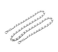 sourcing map Purse Chain Strap, 47" Leather Iron Flat Chain Strap Handbags Chains Purse Straps Shoulder Cross Body Replacement Strap, White + Silver Tone