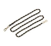 sourcing map Purse Chain Strap, 55" Leather Iron Flat Chain Strap Handbag Chains Purse Straps Replacement Strap, Black + Gold Tone