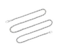 sourcing map Purse Chain Strap, 55" Leather Iron Flat Chain Strap Handbag Chains Purse Straps with Buckles for Shoulder and Cross Body Bags Replacement Strap (Gray Strap + Silver Chain)