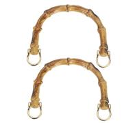 sourcing map Purse Handles, 2Pcs 5.2" Plastic Bamboo Handbag Handle Replacement Accessories with Metal Buckle for Making DIY Handmade Beach Bag (Burnt Yellow)