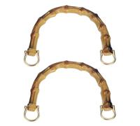 sourcing map Purse Handles, 2Pcs 6.1" Plastic Bamboo Handbag Handle Replacement Accessories with Metal Buckle for Making DIY Handmade Beach Bag (Burnt Yellow)