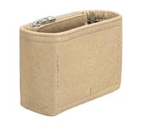 sourcing map Purse Organizer Insert, Felt Portable Handbag Shaper with Zipper Multiple Compartments Liner Pouch for Handbag Purse Tote Bag, 5.3" x 2" x 4", Beige