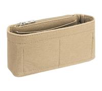 sourcing map Purse Organizer Insert, Felt Portable Handbag Shaper with Zipper Multiple Compartments Liner Pouch for Handbag Purse Tote Bag, 7.5" x 2" x 4", Beige