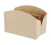 sourcing map Purse Organizer Insert, Portable Felt Organizer Bags with Metal Zipper Multiple Compartments Purse Liner for Domed Satchel, Tote Bag, Handbag Shaper (8" x 4" x 5.5", Beige)