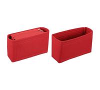 sourcing map Purse Organizer Insert Set, Portable Felt Organizer Bags with Zipper Multiple Compartments Purse Liner for Shoulder Satchel, Tote Bag, Handbag Shaper(17 x 7 x 18 Cm, Red)