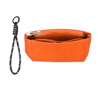 sourcing map Purse Organizer Insert, Small Felt Handbag Organizer Mini Bag Storage & Finishing Inner Bag Liner with Carrying Strap with Zipper for Chic Backpack Shoulder Bags, Orange
