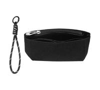 sourcing map Purse Organizer Insert, Small Felt Handbag Organizer Mini Bag Storage & Finishing Inner Bag Liner with Carrying Strap with Zipper for Chic Backpack Shoulder Bags, Black