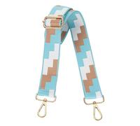 sourcing map Purse Straps Replacement Crossbody, 1.5 Inch Wide Shoulder Bag Strap Adjustable Canvas Straps for Handbag Wallet Clutch Bags with Light Gold Buckle, White-Blue-Brown Blocks