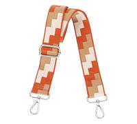 sourcing map Purse Straps Replacement Crossbody, 1.5 Inch Wide Shoulder Bag Strap Adjustable Canvas Straps for Handbag Wallet Clutch Bags with Silver Buckle, White-Orange-Brown Blocks