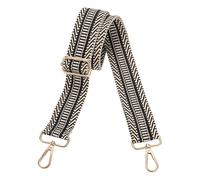sourcing map Purse Straps Replacement Crossbody, 1.5 Inch Wide Shoulder Bag Strap Adjustable Canvas Straps for Handbag Wallet Clutch Bags with Light Gold Buckle, Stripe Black-Beige