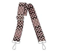 sourcing map Purse Straps Replacement Crossbody, 1.5 Inch Wide Shoulder Bag Strap Adjustable Canvas Straps for Handbag Wallet Clutch Bags with Silver Buckle, Black Pink Geometrical