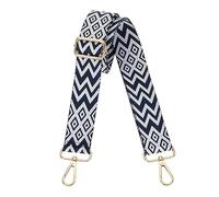 sourcing map Purse Straps Replacement Crossbody, 1.5 Inch Wide Shoulder Bag Strap Adjustable Canvas Straps for Handbag Wallet Clutch Bags with Light Gold Buckle, Dark Blue Geometrical