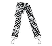 sourcing map Purse Straps Replacement Crossbody, 1.5 Inch Wide Shoulder Bag Strap Adjustable Canvas Straps for Handbag Wallet Clutch Bags with Silver Buckle, Black & White Geometrical