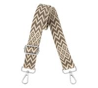 sourcing map Purse Straps Replacement Crossbody, 1.5 Inch Wide Shoulder Bag Strap Adjustable Canvas Straps for Handbag Wallet Clutch Bags with Silver Buckle, Khaki Geometrical