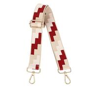 sourcing map Purse Straps Replacement Crossbody, 1.5 Inch Wide Shoulder Bag Strap Adjustable Canvas Straps for Handbag Wallet Clutch Bags with Light Gold Buckle, Red-White-Brown Blocks