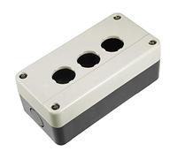 sourcing map Push Button Switch Control Station Box 22mm 3 Button Hole Waterproof Black and Light Grey