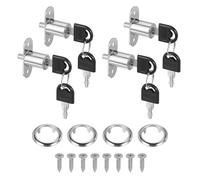 sourcing map Push Plunger Lock with Keys & Screws & Locking Ring 3/4" Cylinder Diameter, Keyed Alike 7/8" Cylinder Length for Window Barn Drawer Cabinet (Pack of 4, Silver)