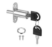 sourcing map Push Plunger Lock with Keys & Screws & Locking Ring 3/4" Cylinder Diameter, Keyed Different 1-1/4" Cylinder Length for Window Barn Drawer Cabinet (Silver)
