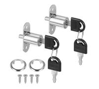 sourcing map Push Plunger Lock with Keys & Screws & Locking Ring 3/4" Cylinder Diameter, Keyed Different 7/8" Cylinder Length for Window Barn Drawer Cabinet Garage (Pack of 2, Silver)