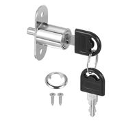 sourcing map Push Plunger Lock with Keys & Screws & Locking Ring 3/4" Cylinder Diameter, Keyed Different 7/8" Cylinder Length for Window Barn Drawer Cabinet Garage (Silver)