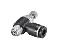 sourcing map Push to Connect Air Flow Control Valve,Elbow,6mm OD x G 1/8 Male Thread,Pneumatic Flow Speed Controller Valve,Black 5pcs