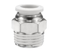 sourcing map Push to Connect Fitting 1/2" Tube OD x 1/2" NPT Thread Male Straight Union Fitting Copper Quick Connect Pneumatic Fitting for Semi Truck Trailer Air Brake System, White