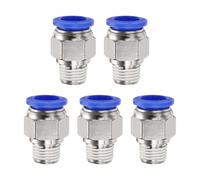 sourcing map Push to Connect Fitting 12mm Tube OD x 1/4" NPT Thread Male Straight Quick Connector Copper Air Line Hose Fittings for Industry Air System PC12-N02, Blue