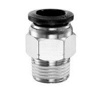 sourcing map Push to Connect Fitting 12mm Tube OD x 3/8" NPT Thread Male Straight Quick Connector Copper Air Line Hose Fittings for Industry Air System PC12-N03, Black