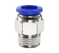 sourcing map Push to Connect Fitting 12mm Tube OD x 3/8" NPT Thread Male Straight Quick Connector Copper Air Line Hose Fittings for Industry Air System PC12-N03, Blue