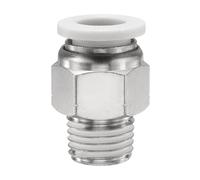 sourcing map Push to Connect Fitting 3/8" Tube OD x 1/4" NPT Thread Male Straight Union Fitting Copper Quick Connect Pneumatic Fitting for Semi Truck Trailers Air Brake System, White
