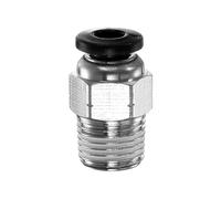 sourcing map Push to Connect Fitting 4mm Tube OD x 1/8" NPT Thread Male Straight Quick Connector Copper Air Line Hose Fittings for Industry Air System PC4-N01, Black