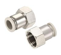 sourcing map Push to Connect Fittings 1/2PT Female Thread Fit 12mm Tube OD Nickel-plated Copper Straight Union Fitting, Pack of 2