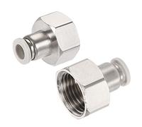 sourcing map Push to Connect Fittings 1/2PT Female Thread Fit 8mm Tube OD Nickel-Plated Copper Straight Union Fitting, Pack of 2
