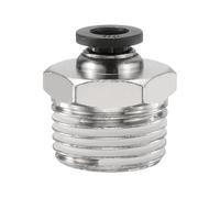 sourcing map Push to Connect Fittings 1/4" Tube OD x 1/2" NPT Thread Male Straight Union Fittings Copper Quick Connect Pneumatic Fittings for Semi Truck Trailers Air Brake System, Black