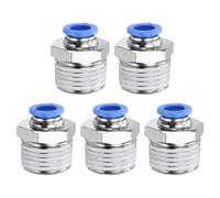 sourcing map Push to Connect Fittings 8mm OD x 1/2" NPT Thread Blue 5pcs | Tube Male Straight Union Fittings,Brass Quick Connect Pneumatic Accessories,for Trailers Air Brake System