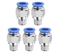 sourcing map Push to Connect Fittings 8mm OD x 1/8" NPT Thread Blue 5pcs | Tube Male Straight Union Fittings,Brass Quick Connect Pneumatic Accessories,for Trailers Air Brake System