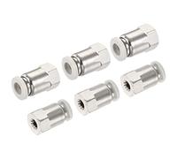 sourcing map Push to Connect Fittings M5 Female Thread Fit 6mm Tube OD Nickel-Plated Copper Straight Union Fitting, Pack of 4