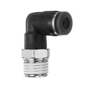 sourcing map Push to Connect Fittings Male Elbow 1/4 Inch Tube OD x 1/4 Inch NPT Thread Plastic Quick Connect Air Hose Pneumatic Fitting Kit Push Lock Connector PL6-N02, Black
