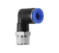 sourcing map Push to Connect Fittings Male Elbow 3/8 Inch Tube OD x 3/8 Inch NPT Thread Plastic Quick Connect Air Hose Pneumatic Fitting Kit Push Lock Connector PL10-N03, Blue