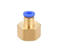 sourcing map Push to Connect Tube Fitting Adapter 6mm Tube OD x 1/2NPT Female Straight Pneumatic Connecter Connect Pipe Fitting Golden Blue