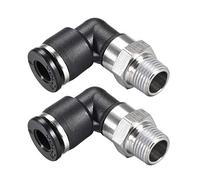 sourcing map Push to Connect Tube Fitting Male Elbow 6mm Tube OD X 1/8 NPT Thread Pneumatic Air Push Fit Lock Fitting 2pcs