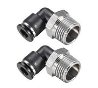 sourcing map Push to Connect Tube Fitting Male Elbow 6mm Tube OD X 3/8 NPT Thread Pneumatic Air Push Fit Lock Fitting 2pcs